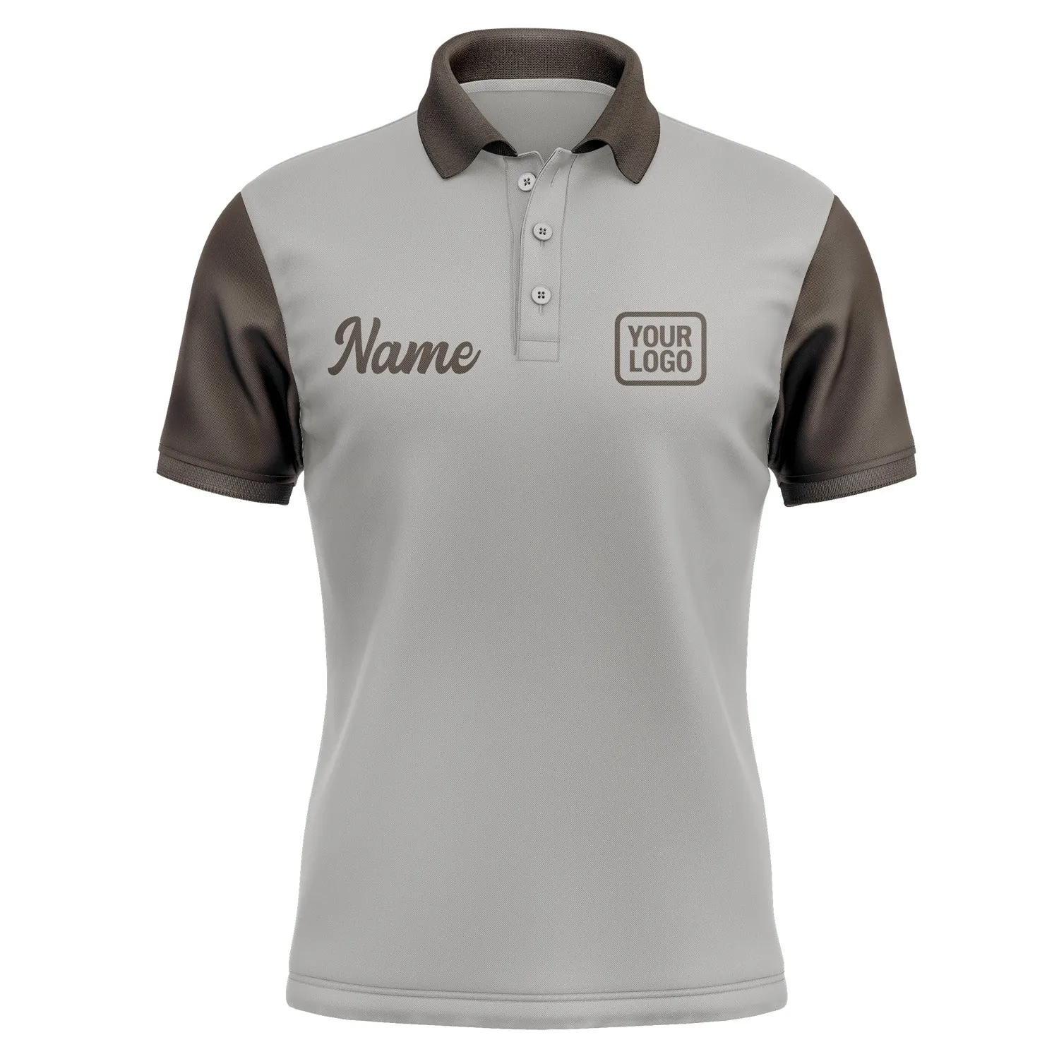 Custom Gray Brown Short-Sleeve Polo Shirt
