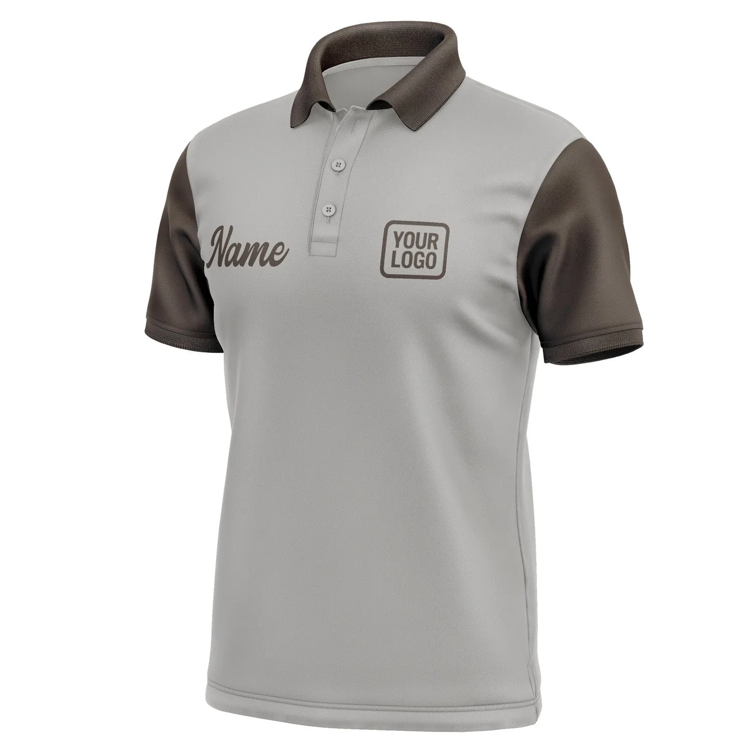 Custom Gray Brown Short-Sleeve Polo Shirt
