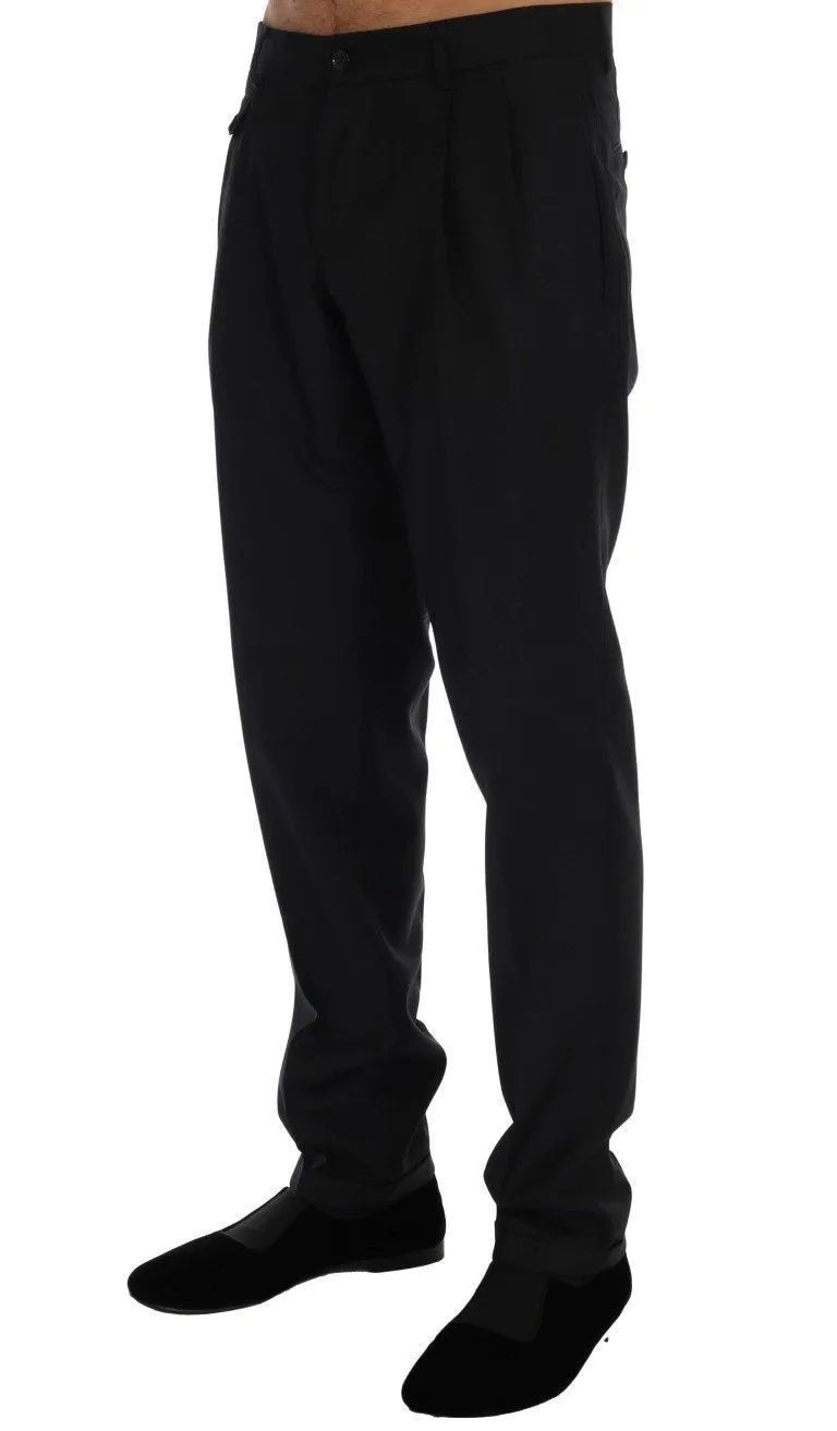 Dark Blue Wool Stretch Pants