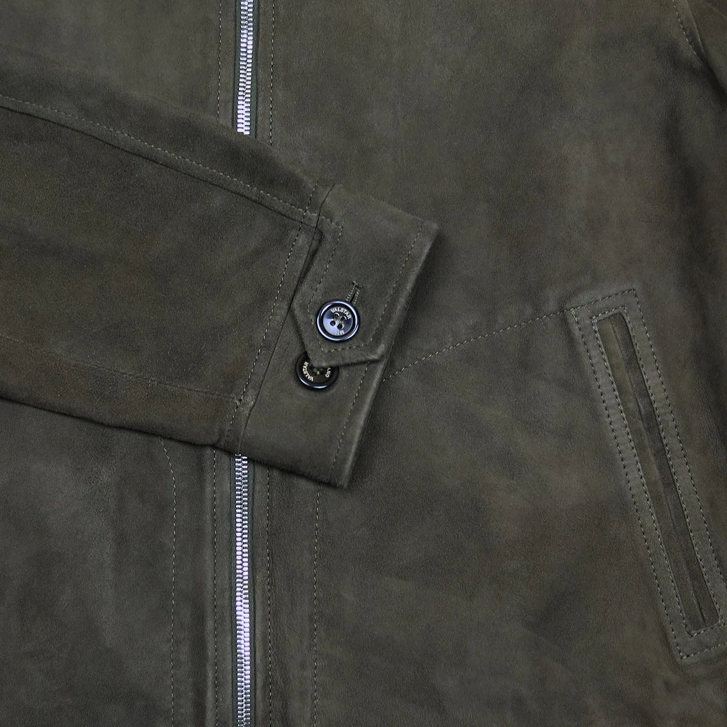 Dark Green Unlined Suede Military Jacket