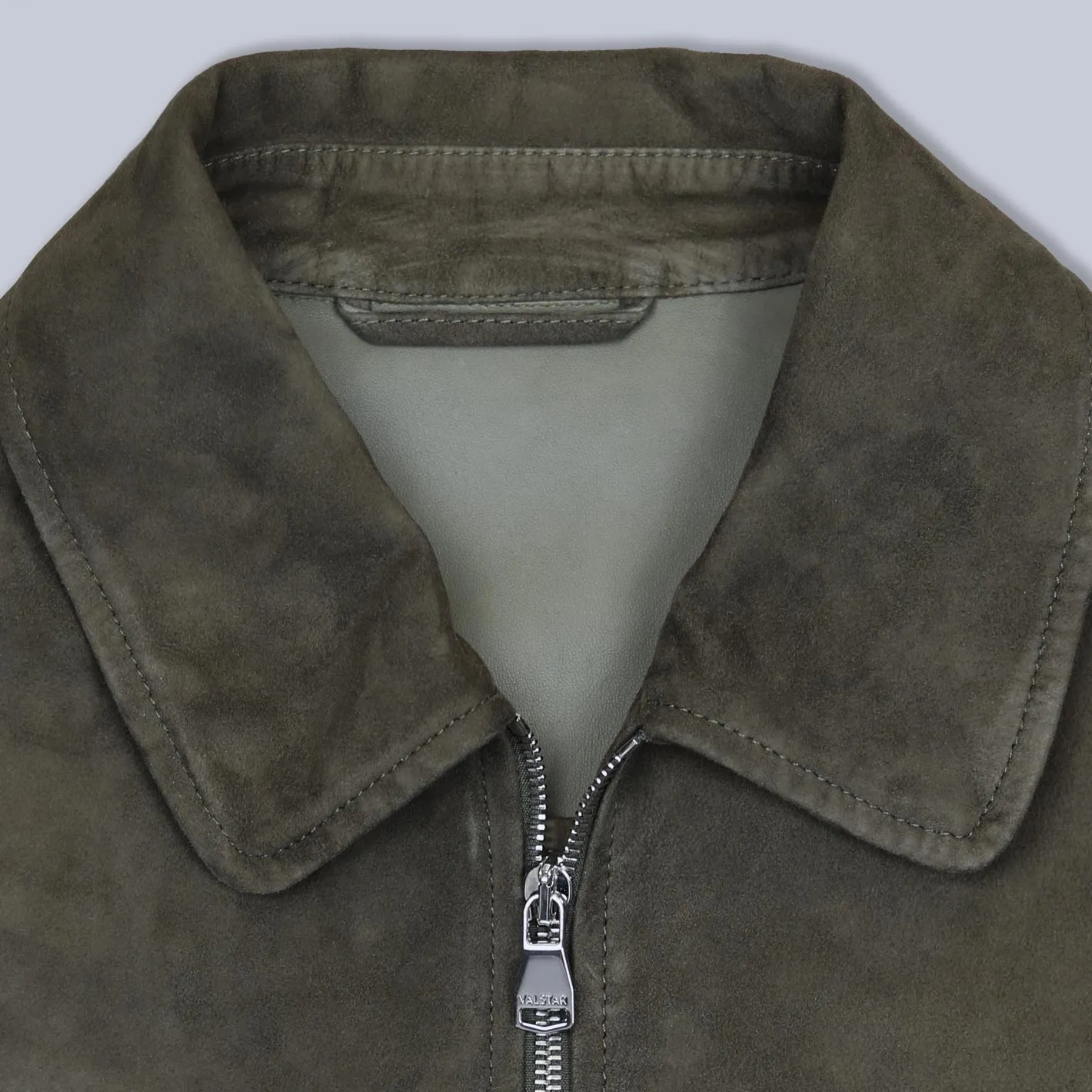 Dark Green Unlined Suede Military Jacket