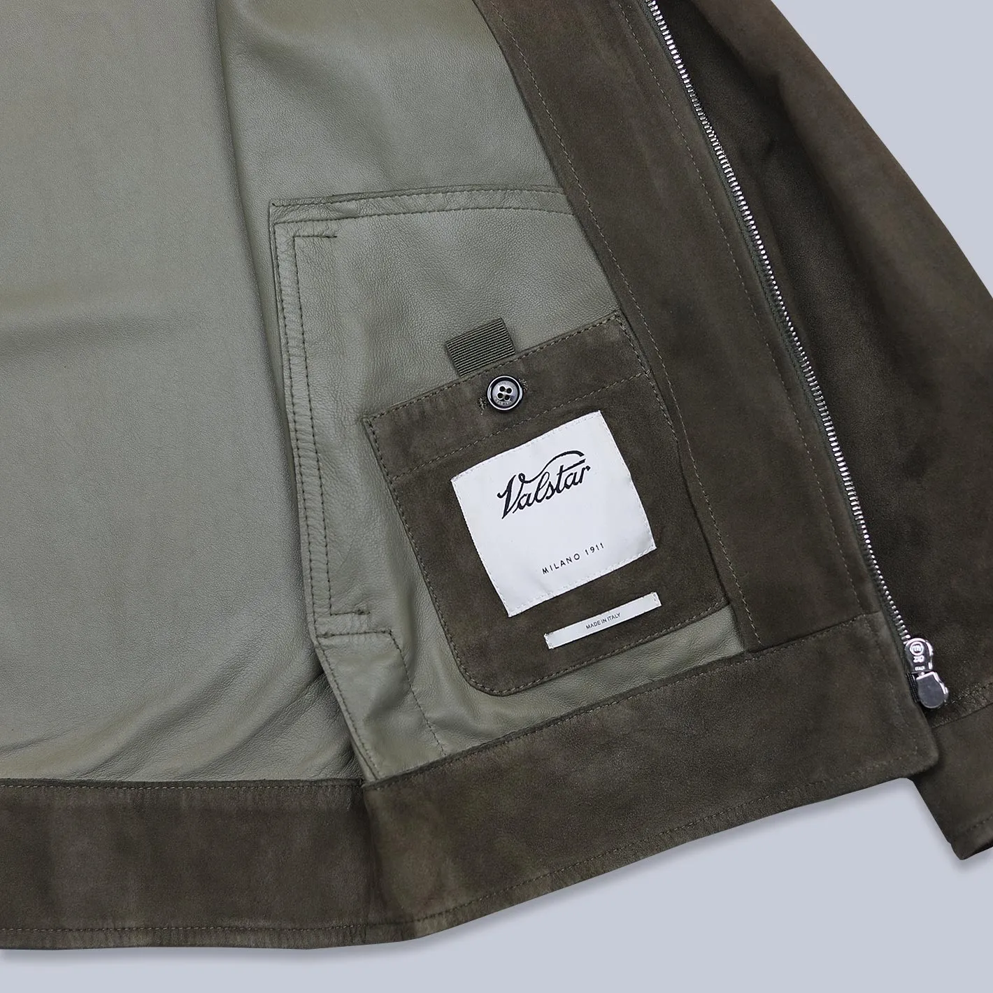 Dark Green Unlined Suede Military Jacket