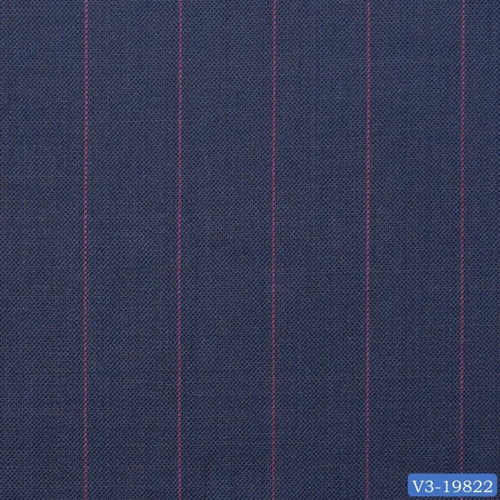 Dark Mauve Blue with Pink Stripe Regular Double Breast Suit