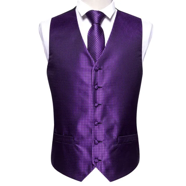 Designer Mens Classic Black Paisley Jacquard Silk Waistcoat Vests Handkerchief Tie Vest Suit Pocket Square Set