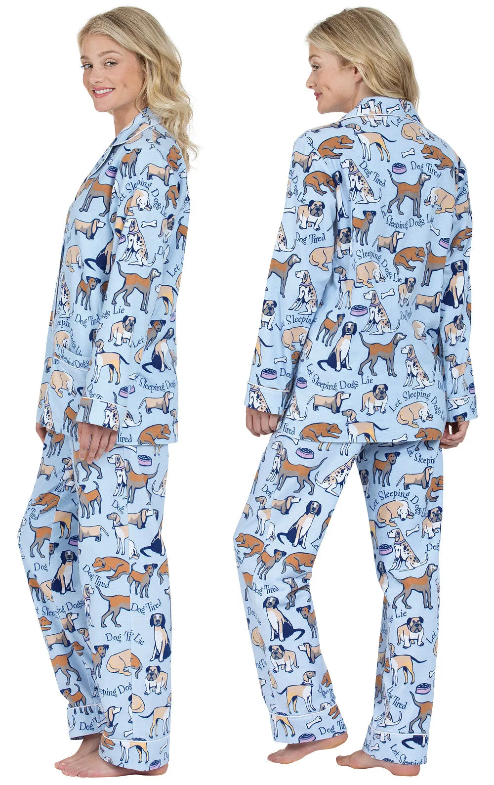 Dog Tired Button-Front Flannel Pajamas