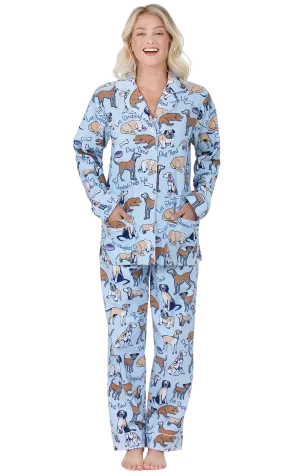 Dog Tired Button-Front Flannel Pajamas