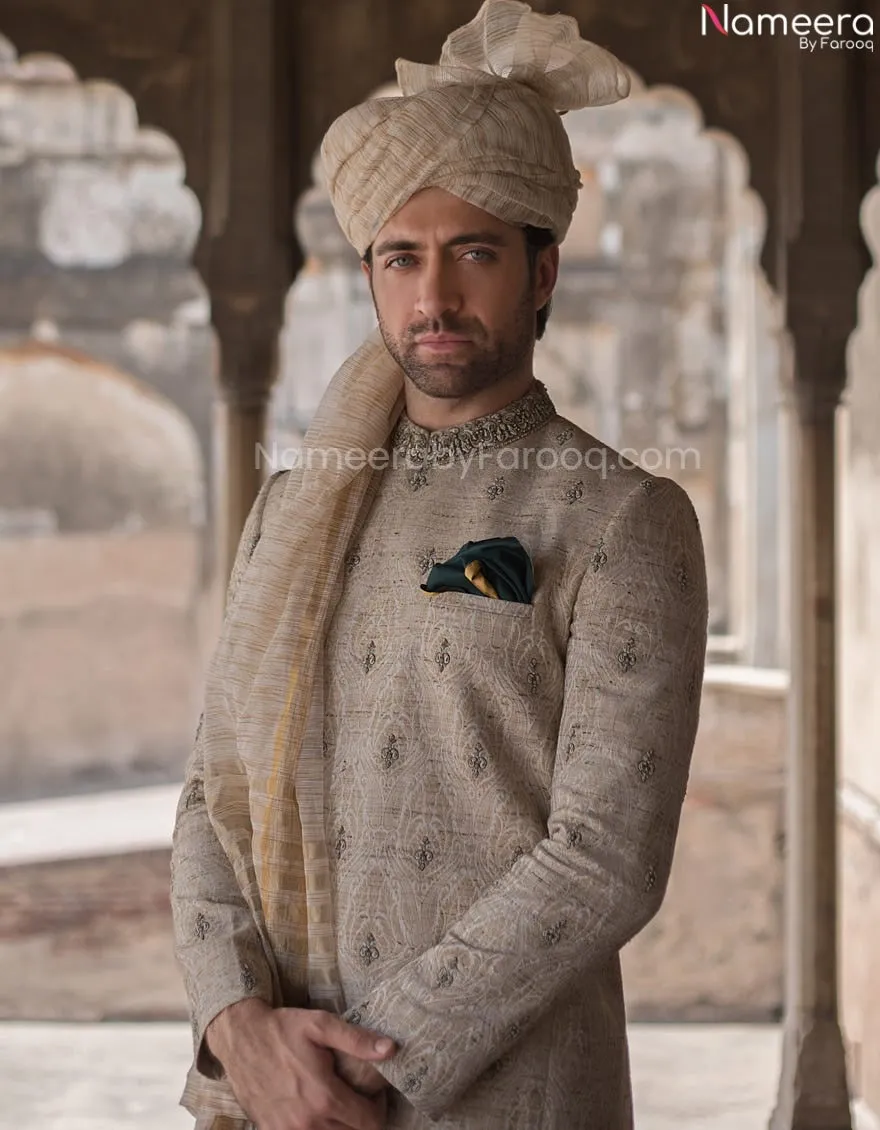 Dull Golden Pakistani Rich Sherwani Suits for Men #GN30