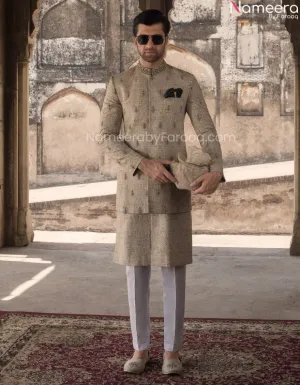 Dull Golden Pakistani Rich Sherwani Suits for Men #GN30