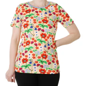 DUNS Sweden Adult Summer Flowers T-Shirt - Apricot Cream