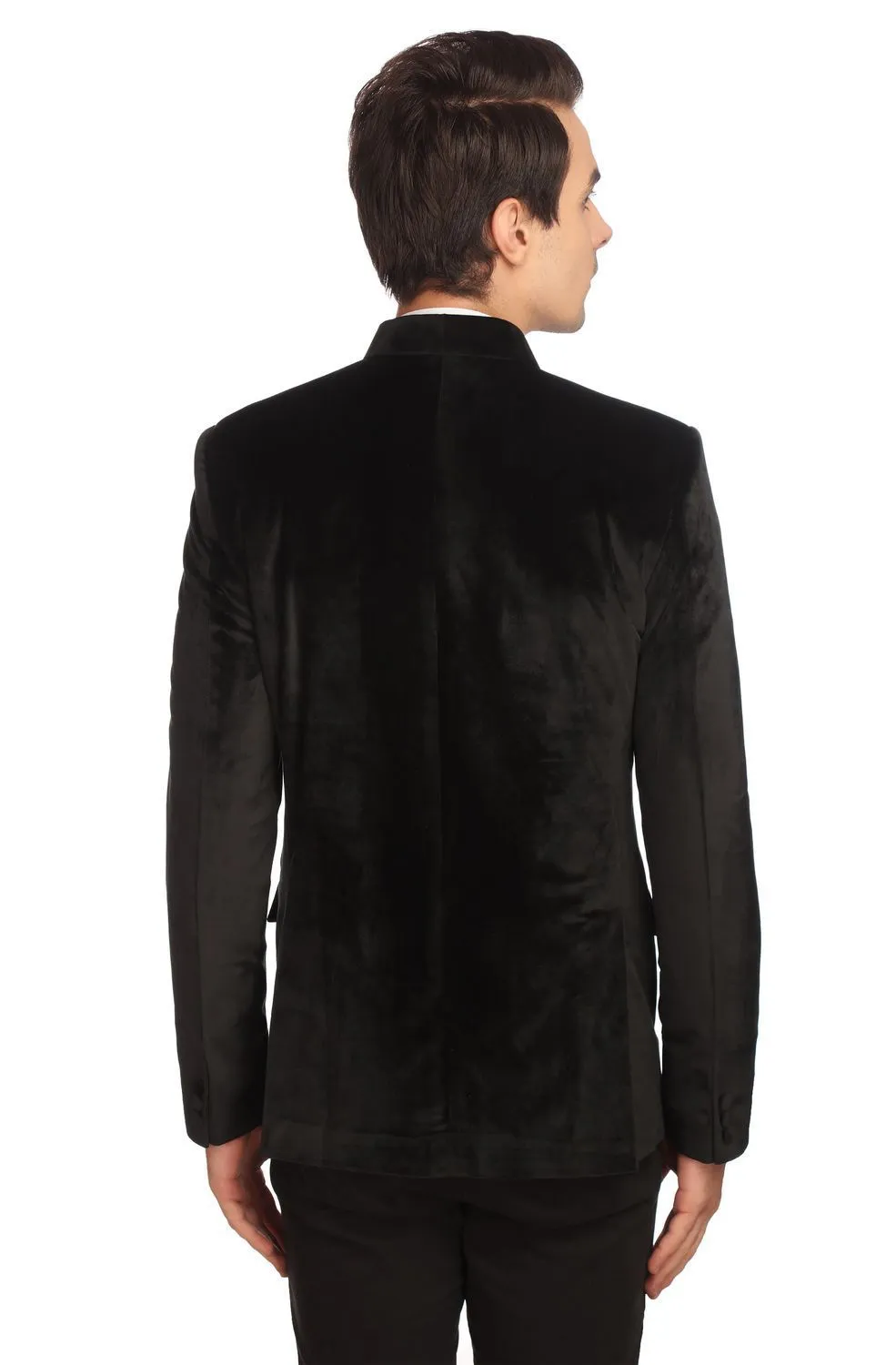 Dust-Free Cotton Velvet Black Bandhgala