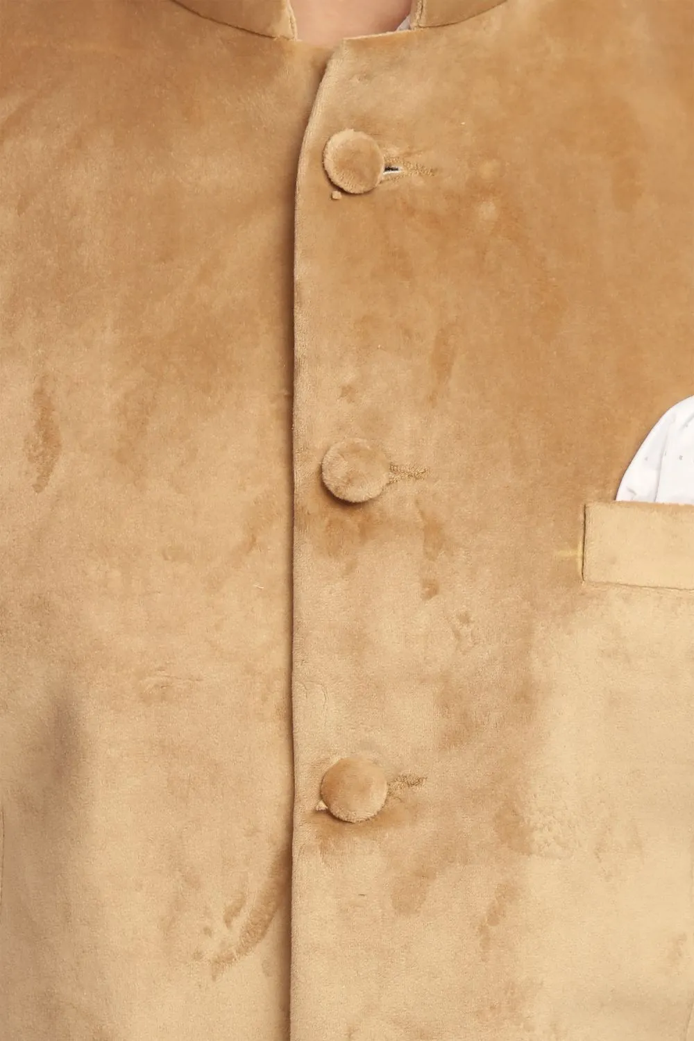 Dust-Free Cotton Velvet Gold Bandhgala