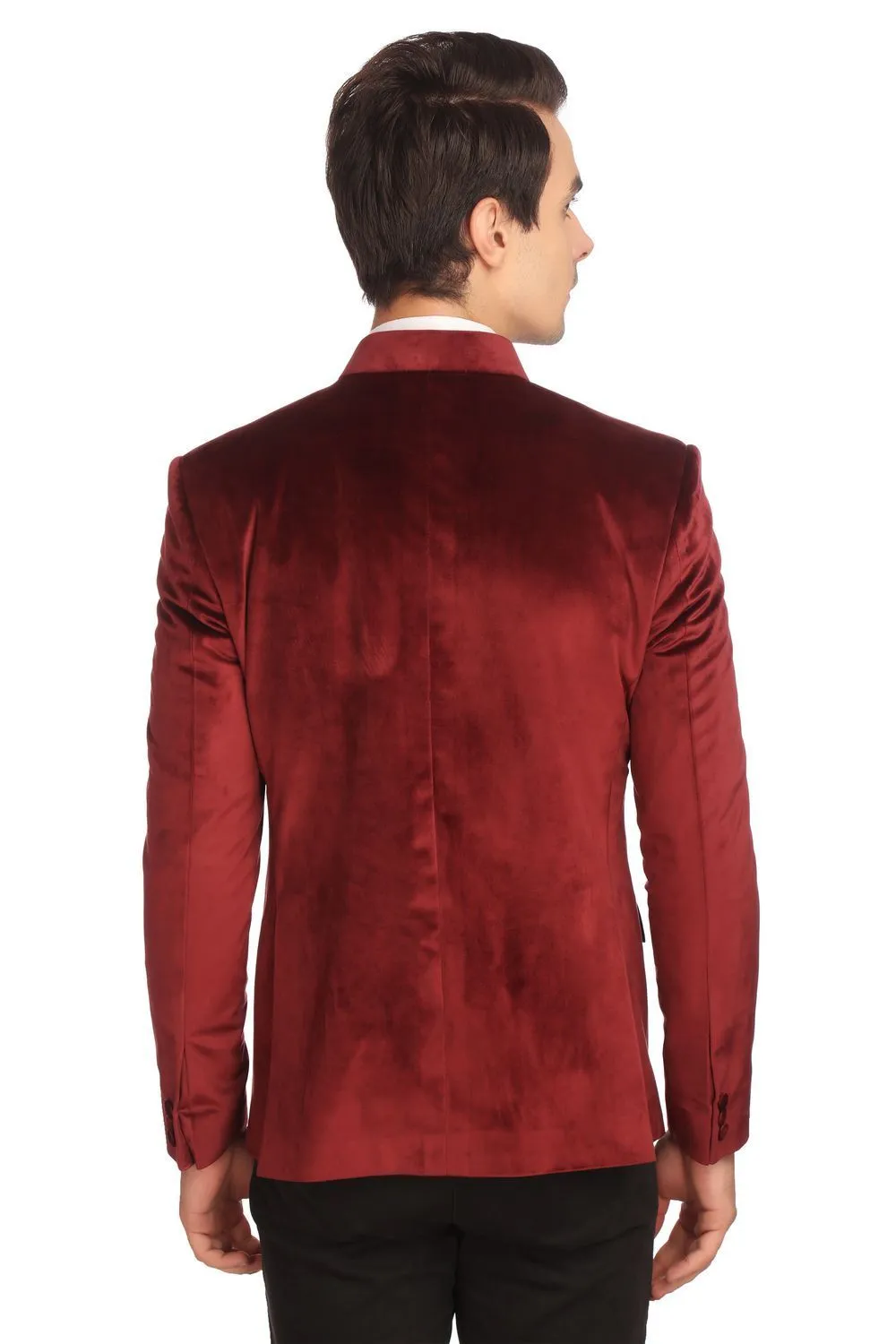 Dust-Free Cotton Velvet Red Bandhgala