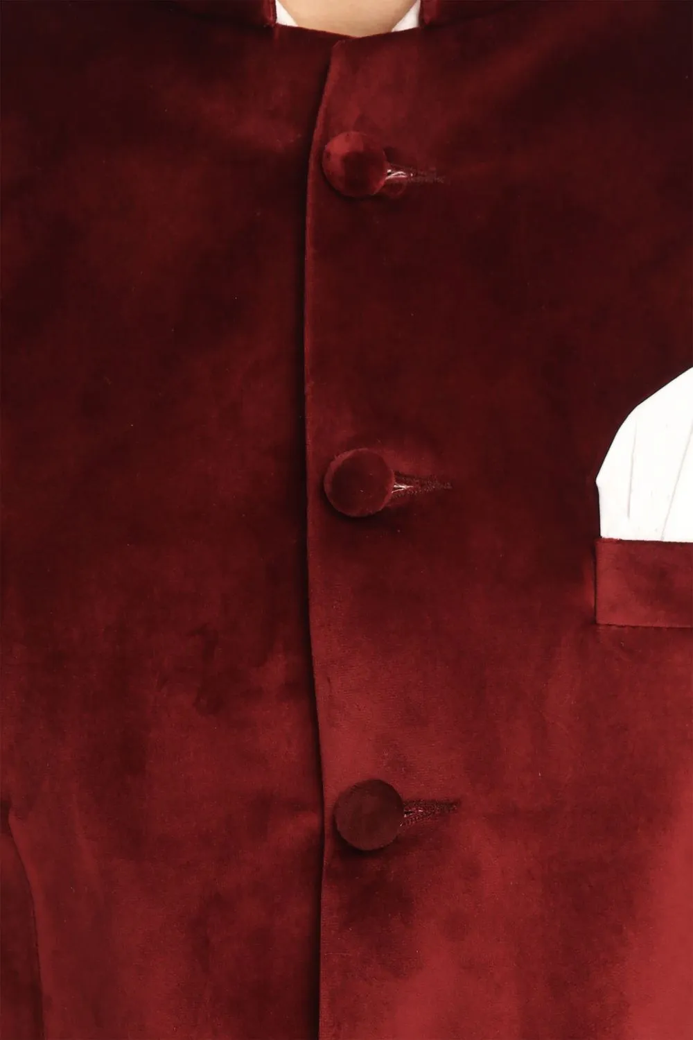Dust-Free Cotton Velvet Red Bandhgala