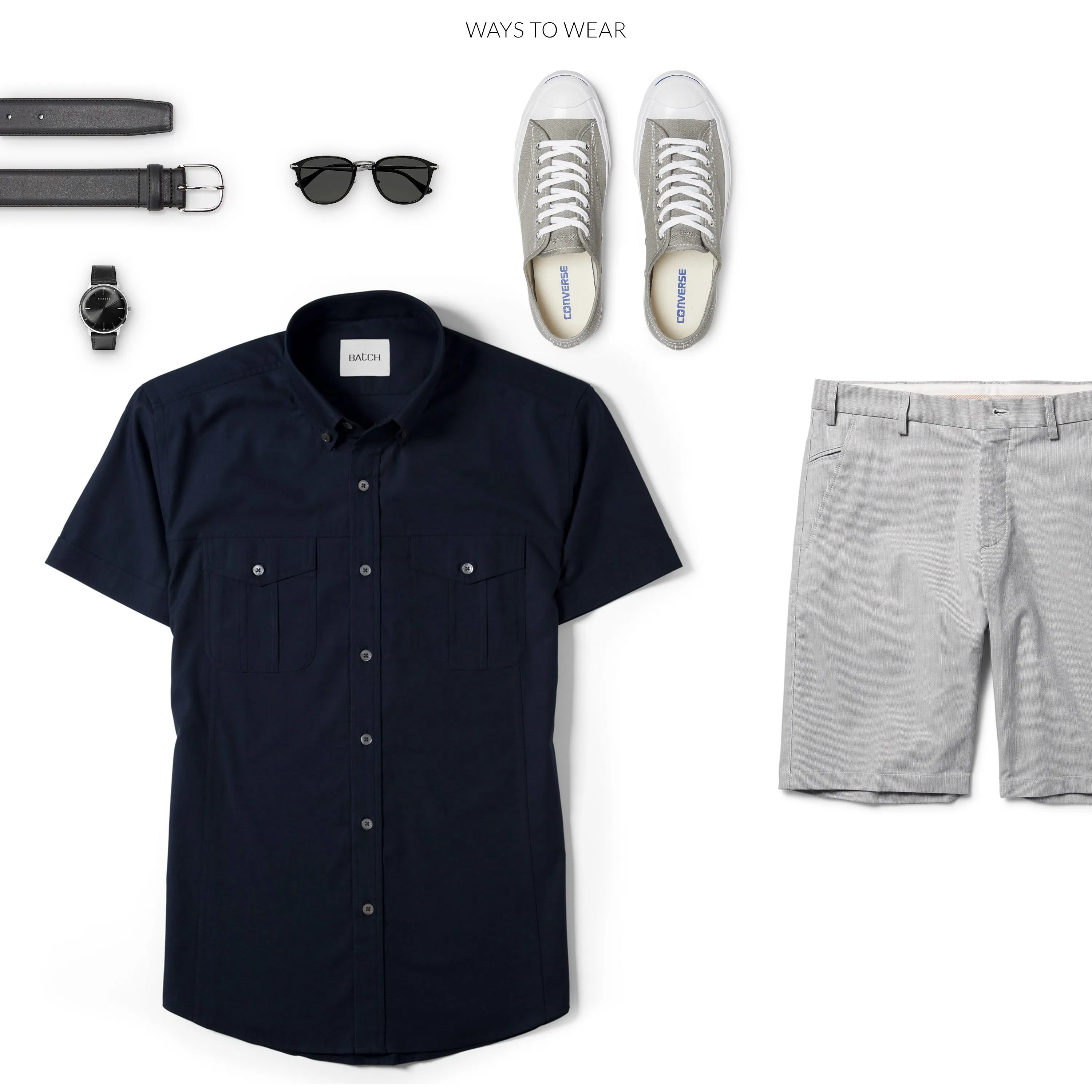 Editor Short Sleeve Utility Shirt – Dark Navy Stretch Cotton Poplin