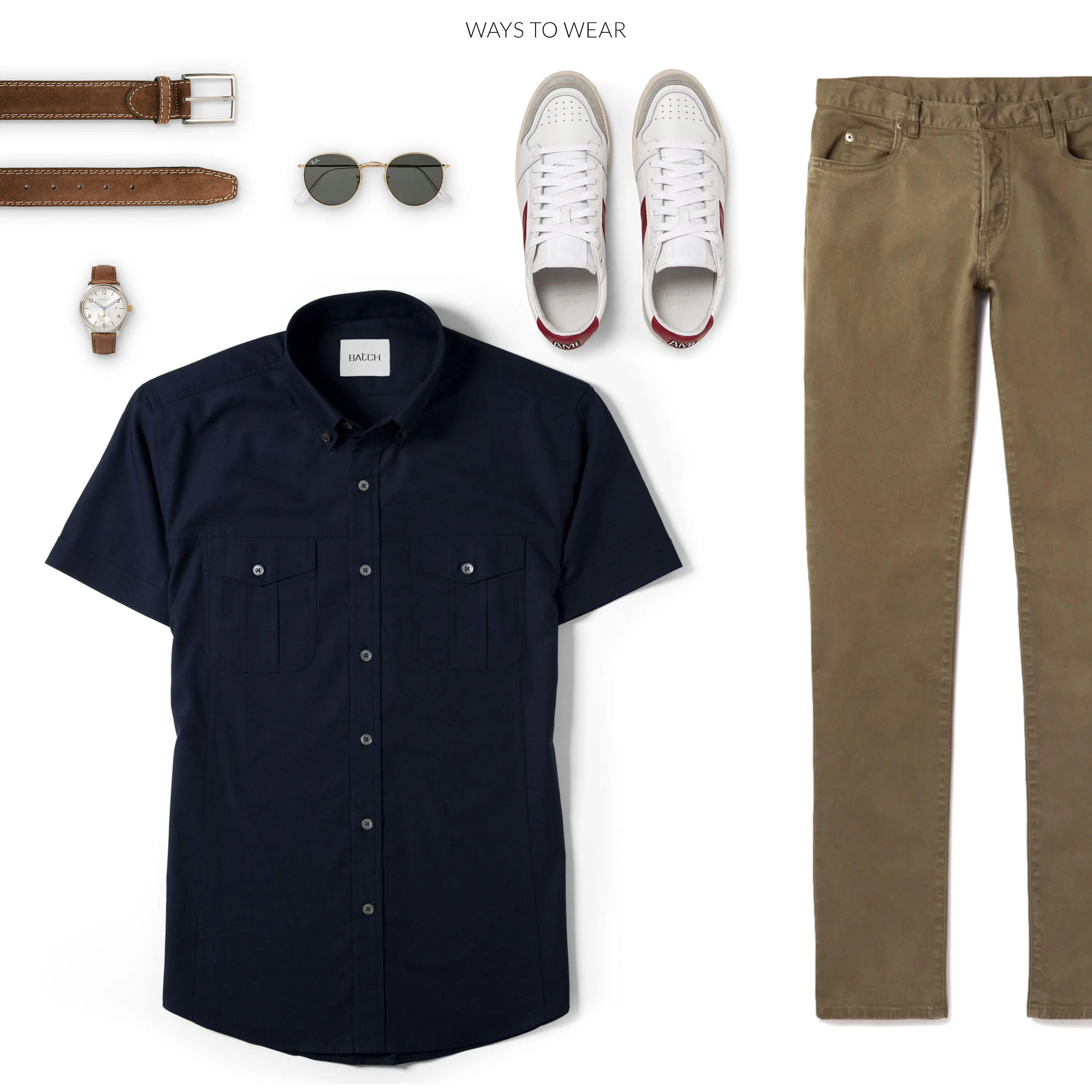 Editor Short Sleeve Utility Shirt – Dark Navy Stretch Cotton Poplin
