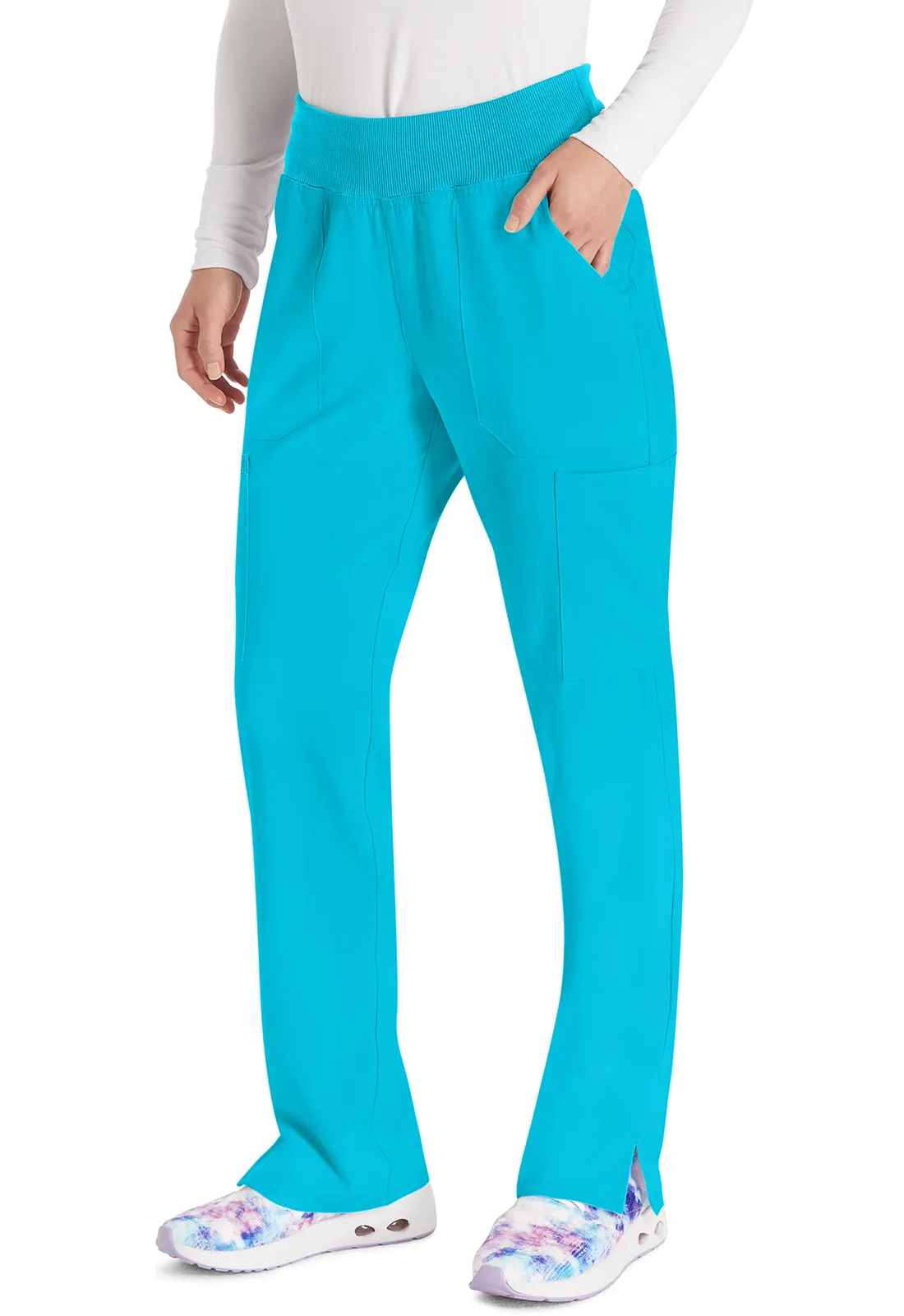 EDS Essentials DK005 Natural Rise Tapered Leg Pull-On Pants Turquoise