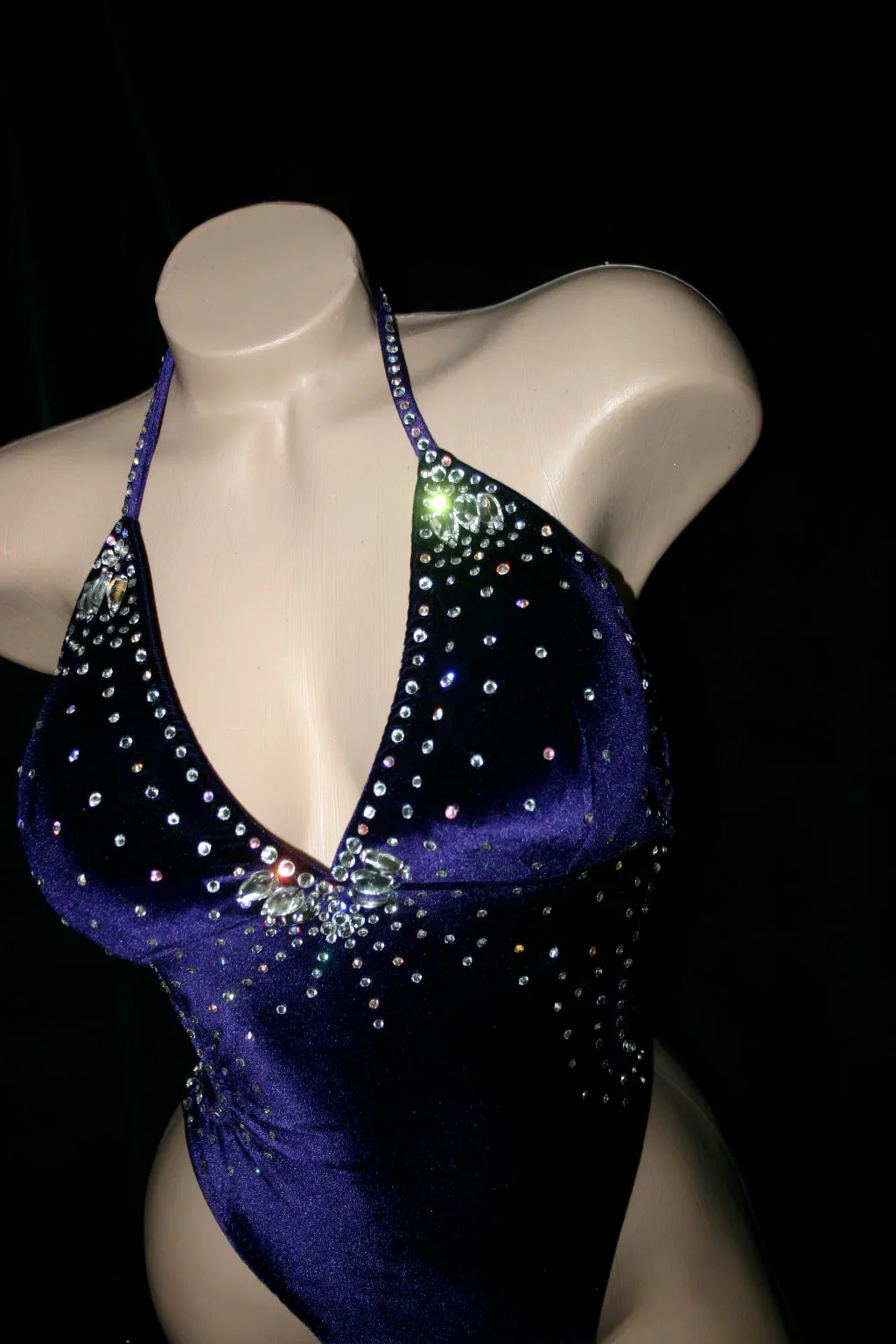 Eggplant Velvet One-piece Figure Competition Suit