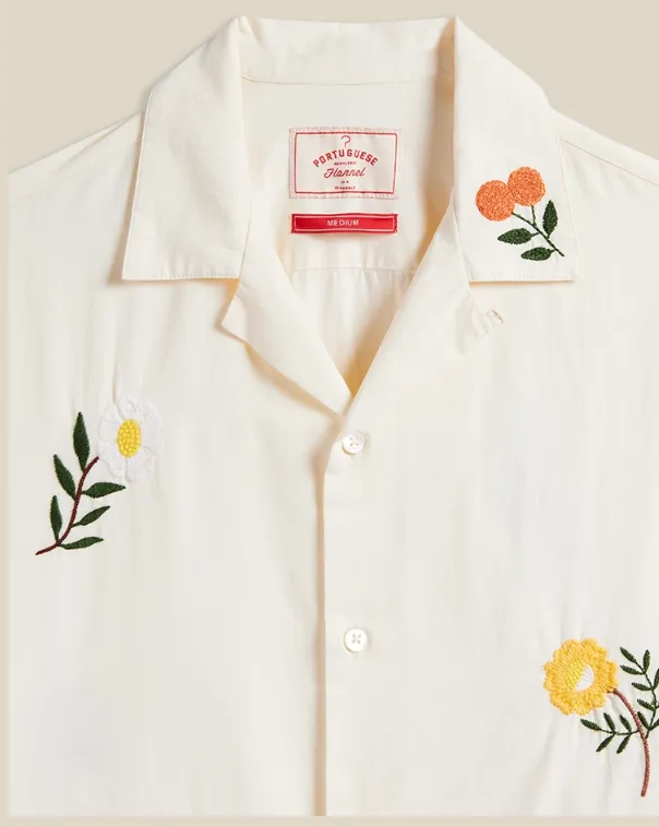 Embroidery Flowers SS Cotton Shirt