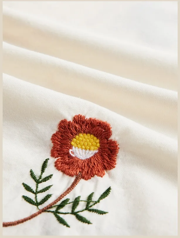 Embroidery Flowers SS Cotton Shirt