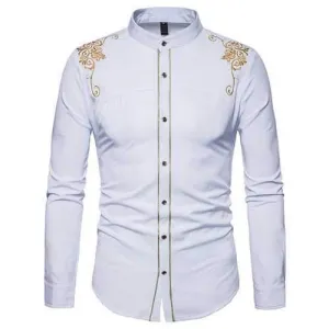 Embroidery Slim Fit Work Shirts