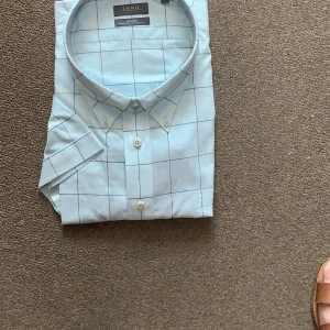 Enro Blue Aqua Non Iron Short Sleeve Sport Shirt