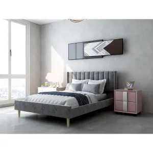 Eriksay Low Profile Upholstered Platform Bed with Wingback Headboard Wade Logan® Color: Dark Gray Velvet Size: Double