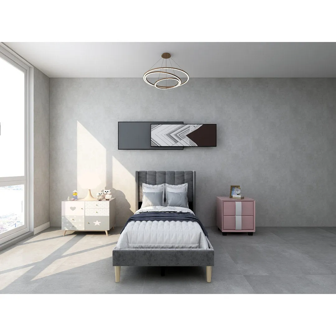 Eriksay Low Profile Upholstered Platform Bed with Wingback Headboard Wade Logan® Color: Dark Gray Velvet Size: Twin