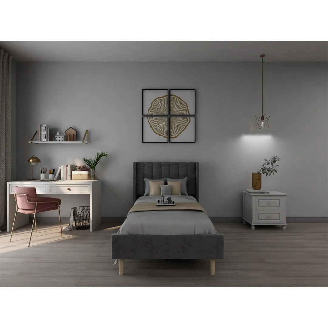 Eriksay Low Profile Upholstered Platform Bed with Wingback Headboard Wade Logan® Color: Dark Gray Velvet Size: Twin
