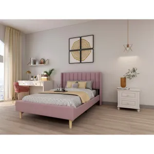 Eriksay Low Profile Upholstered Platform Bed with Wingback Headboard Wade Logan® Color: Pale Pink Velvet Size: Full/Double