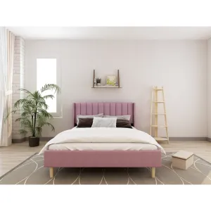 Eriksay Low Profile Upholstered Platform Bed with Wingback Headboard Wade Logan® Color: Pale Pink Velvet Size: Queen
