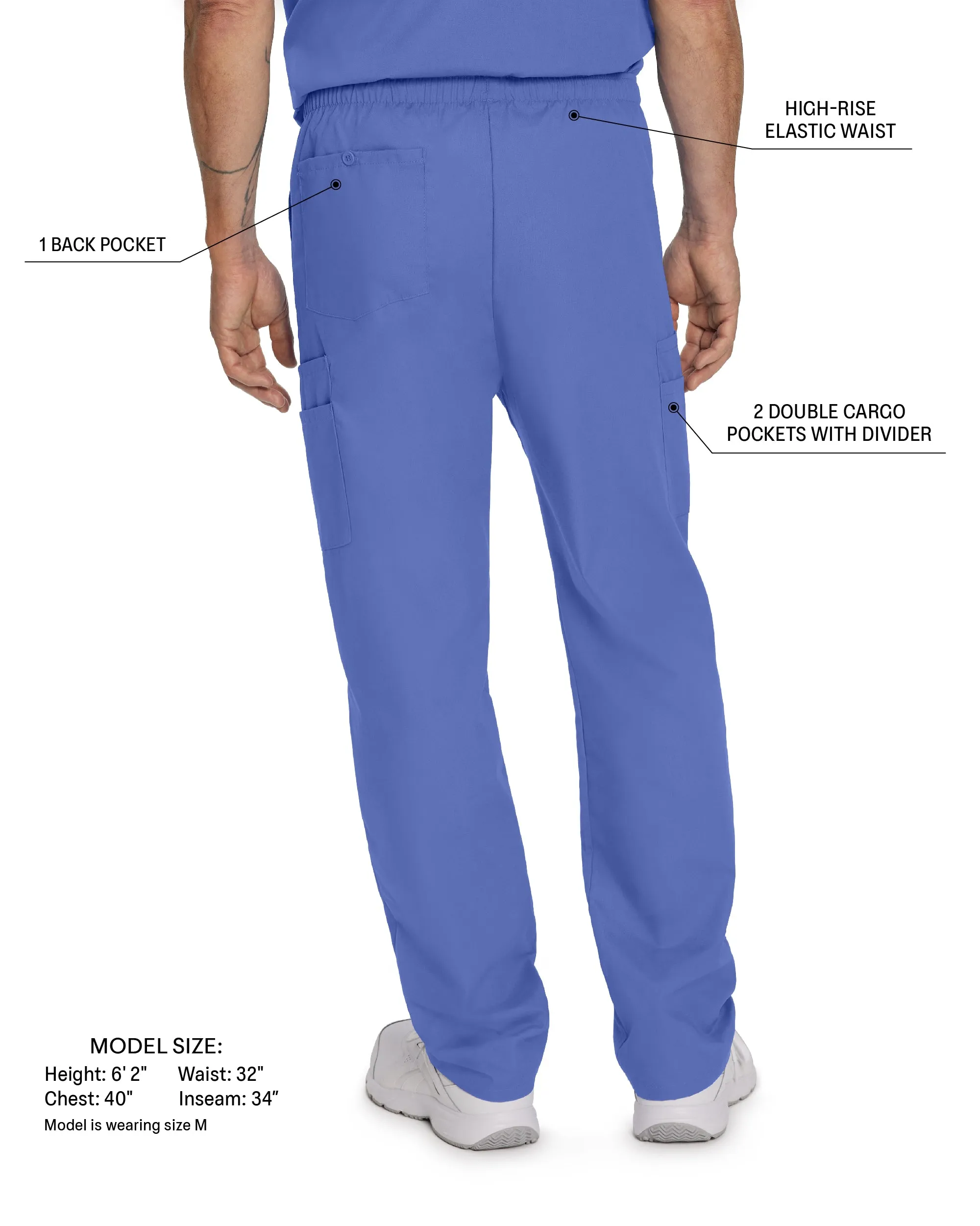 Essentials 8555 Men's Cargo Scrub Pants Caribbean