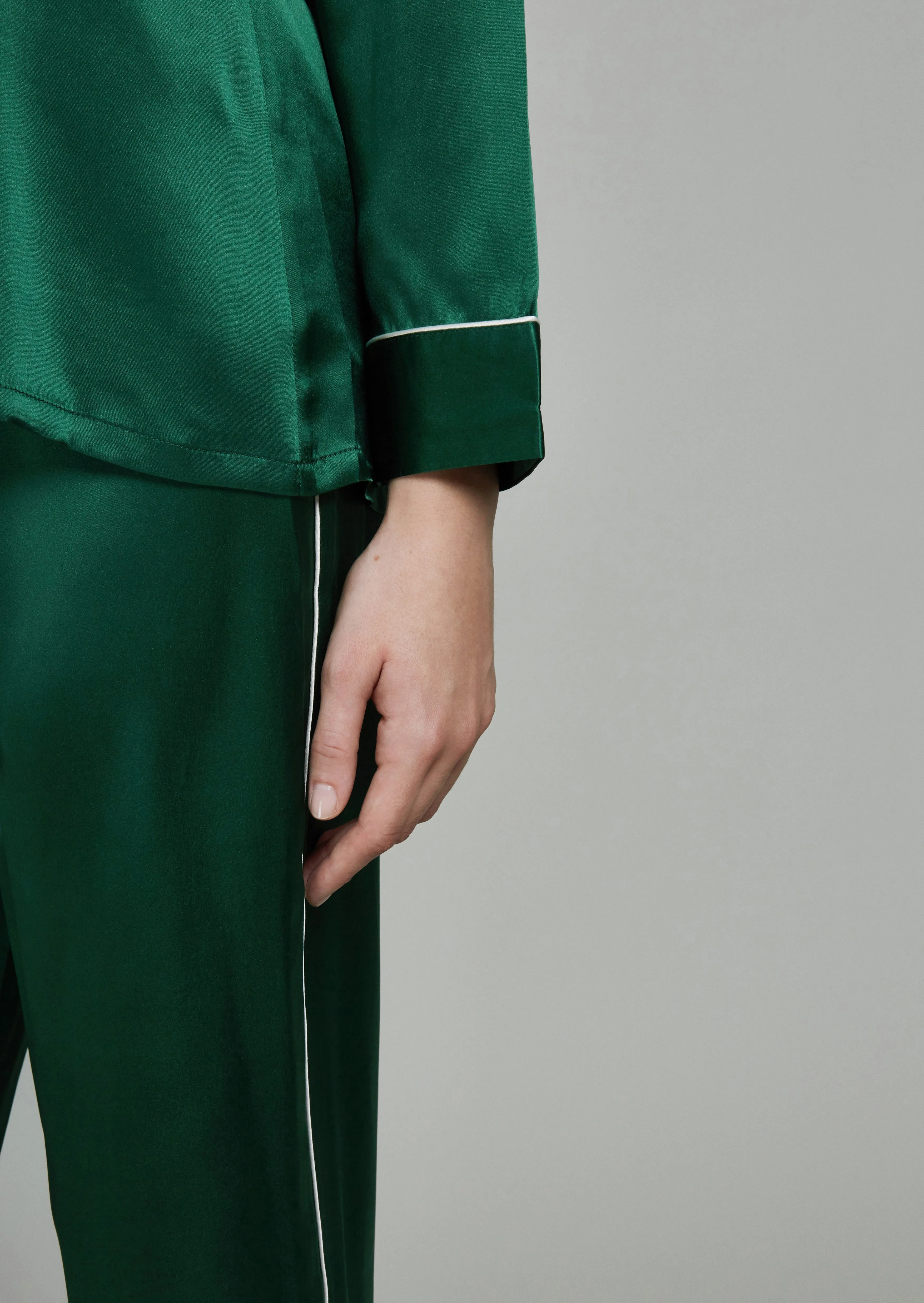 Estella Midnight Green Silk PJ Set