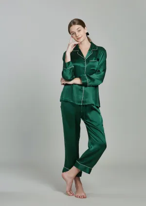 Estella Midnight Green Silk PJ Set