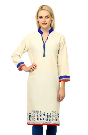 Ethnic Cream Kurta with Warli Design