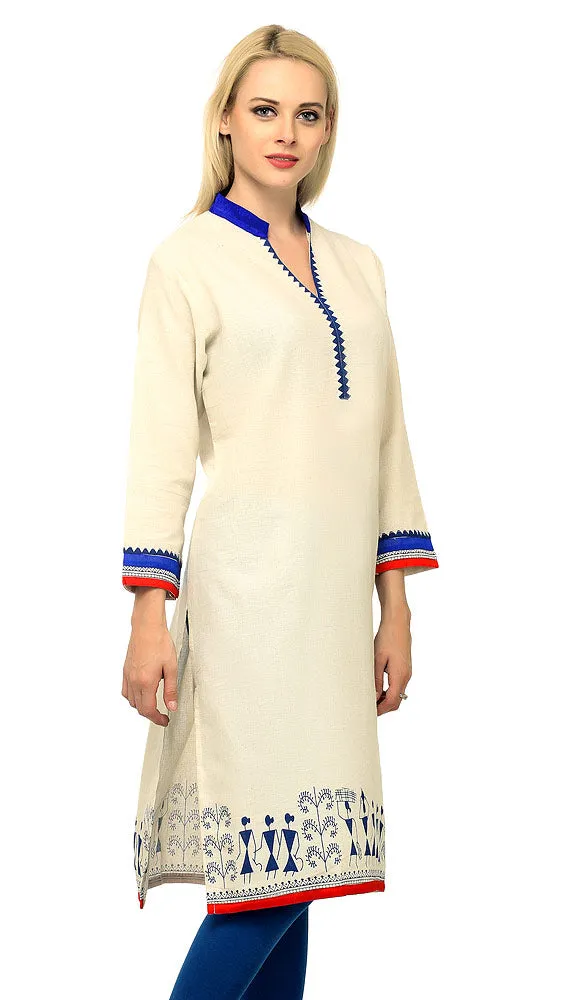 Ethnic Cream Kurta with Warli Design