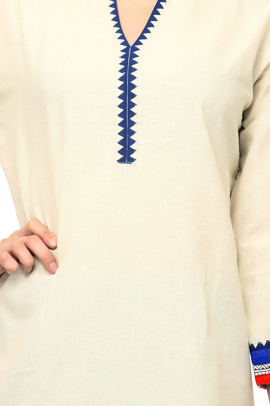 Ethnic Cream Kurta with Warli Design