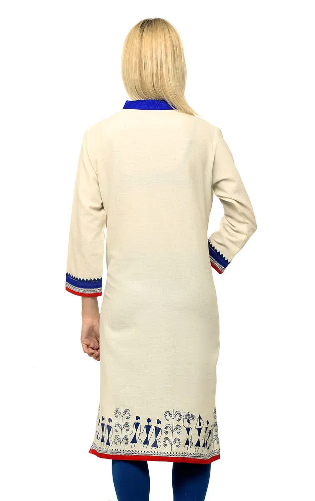 Ethnic Cream Kurta with Warli Design
