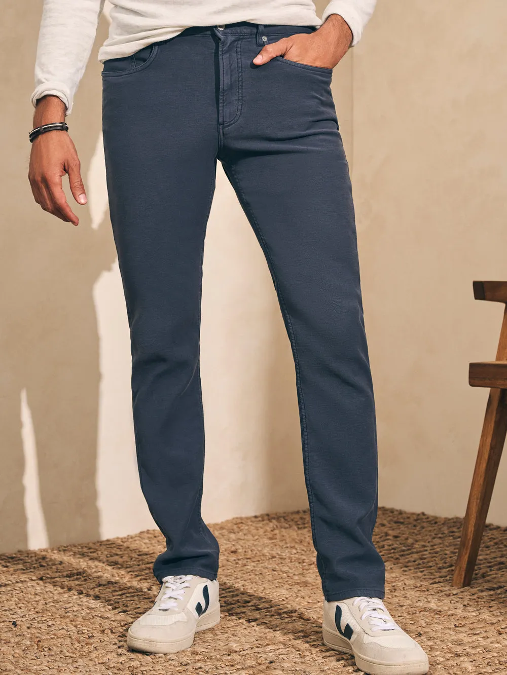 Faherty Stretch Terry 5 Pocket - Navy