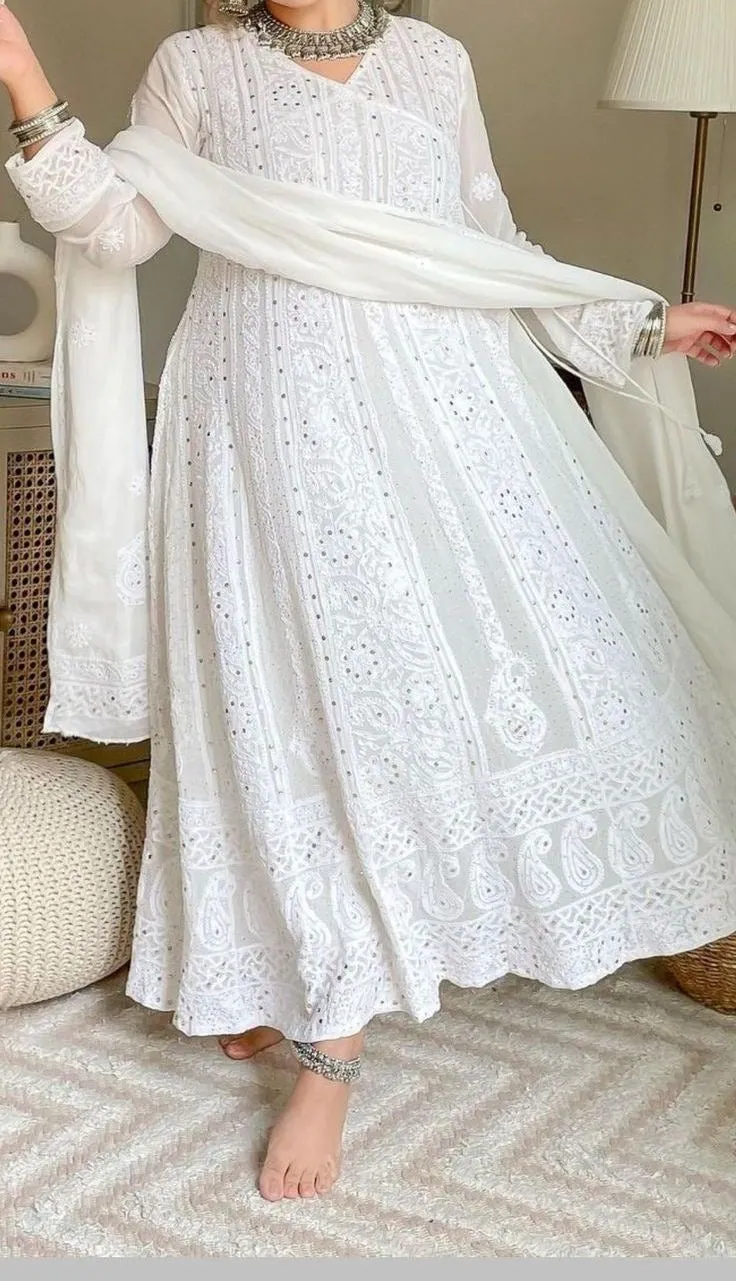 Fashion Vibes Boutique Viscose Chikankari Anarkali Suit