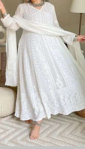 Fashion Vibes Boutique Viscose Chikankari Anarkali Suit