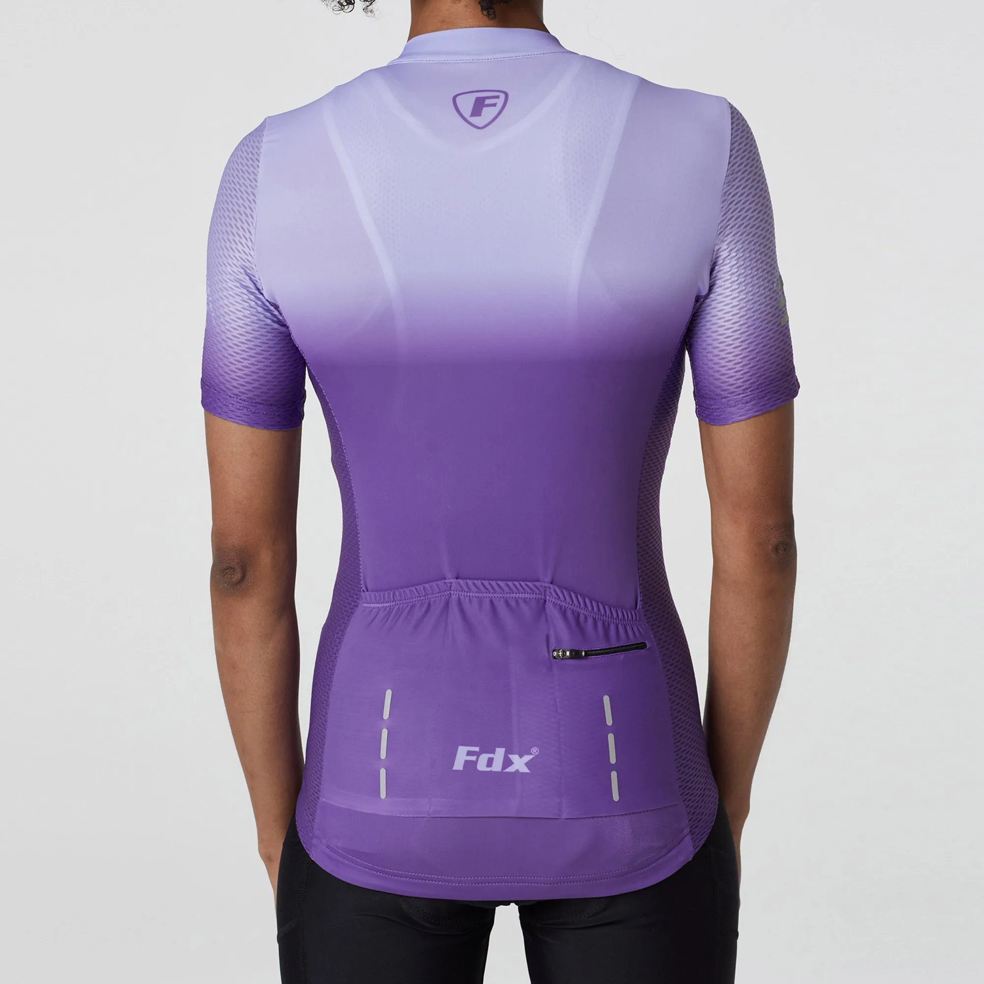 Fdx Women's & Girl's Set Duo Purple Short Sleeve Cycling Jersey, Cargo Bib Shorts
