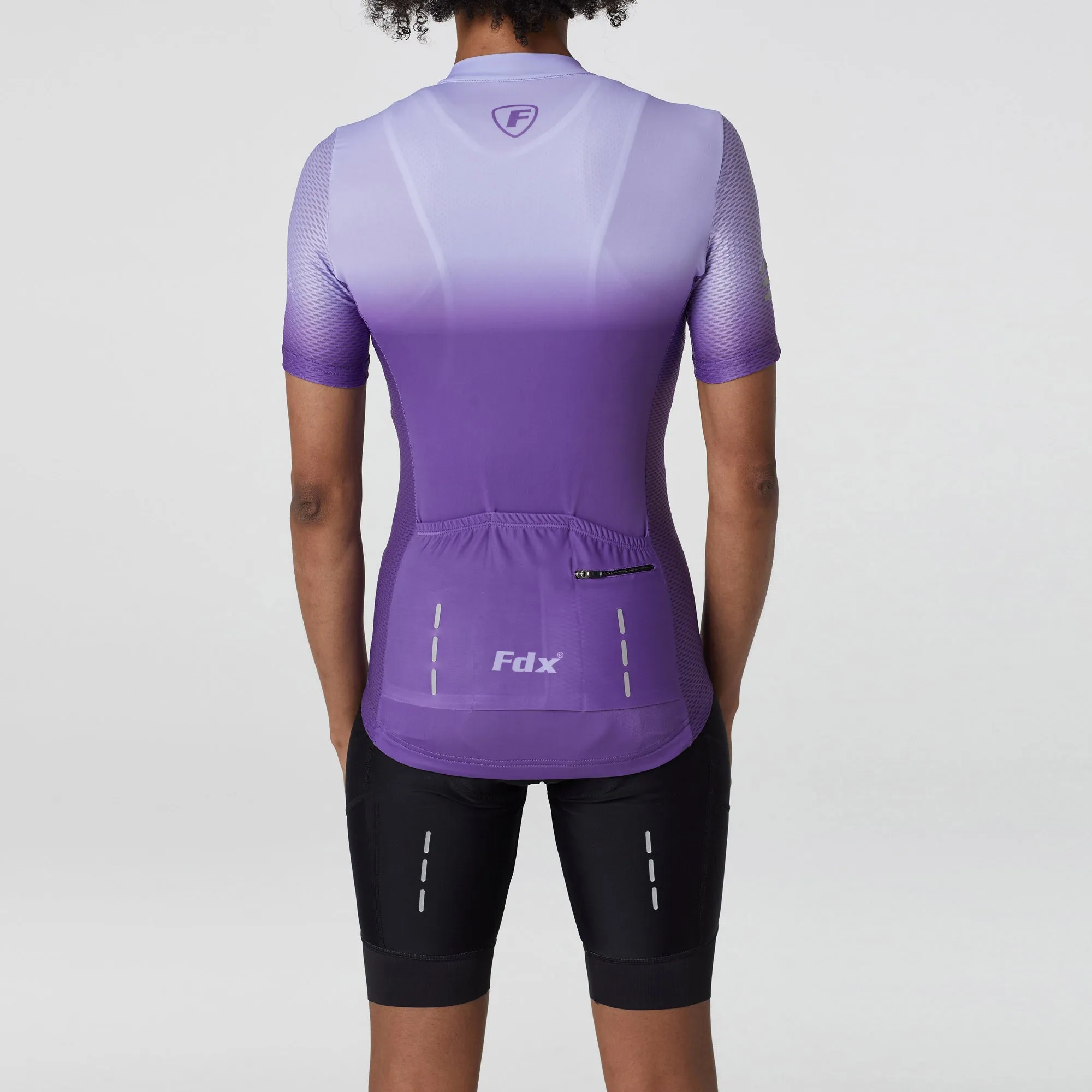Fdx Women's & Girl's Set Duo Purple Short Sleeve Cycling Jersey, Cargo Bib Shorts