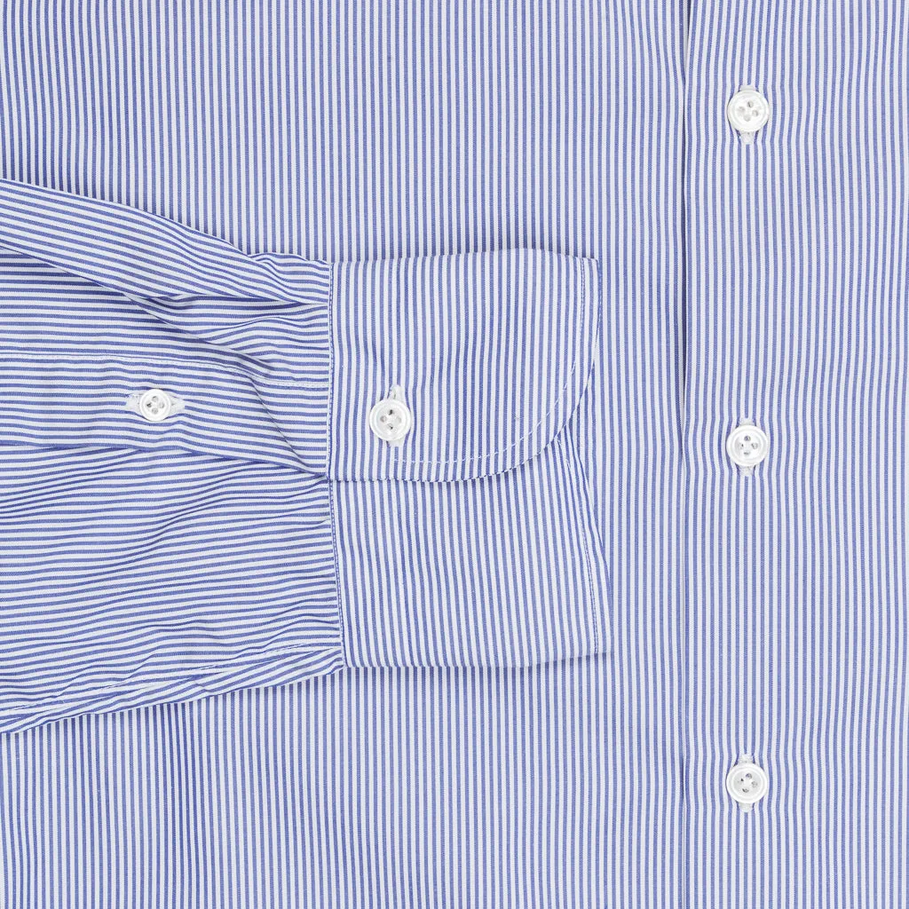 Finamore 'Traveller' Shirt Napoli Fit Collar Eduardo Navy Stripe Alumo poplin