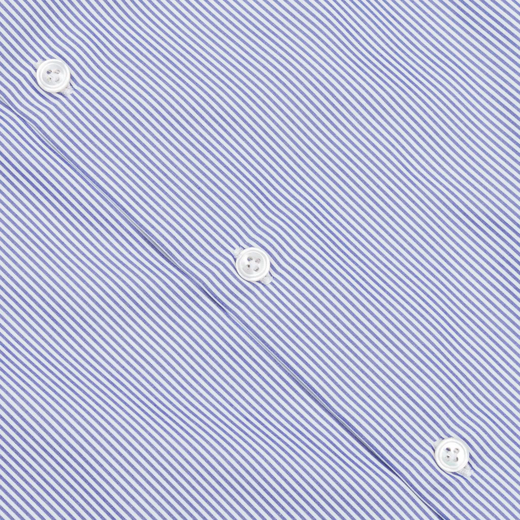 Finamore 'Traveller' Shirt Napoli Fit Collar Eduardo Navy Stripe Alumo poplin