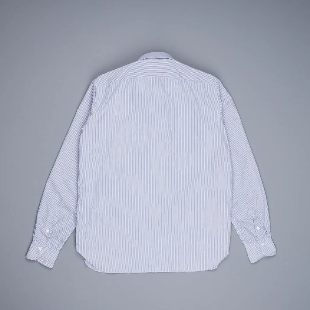 Finamore 'Traveller' Shirt Napoli Fit Collar Eduardo Navy Stripe Alumo poplin