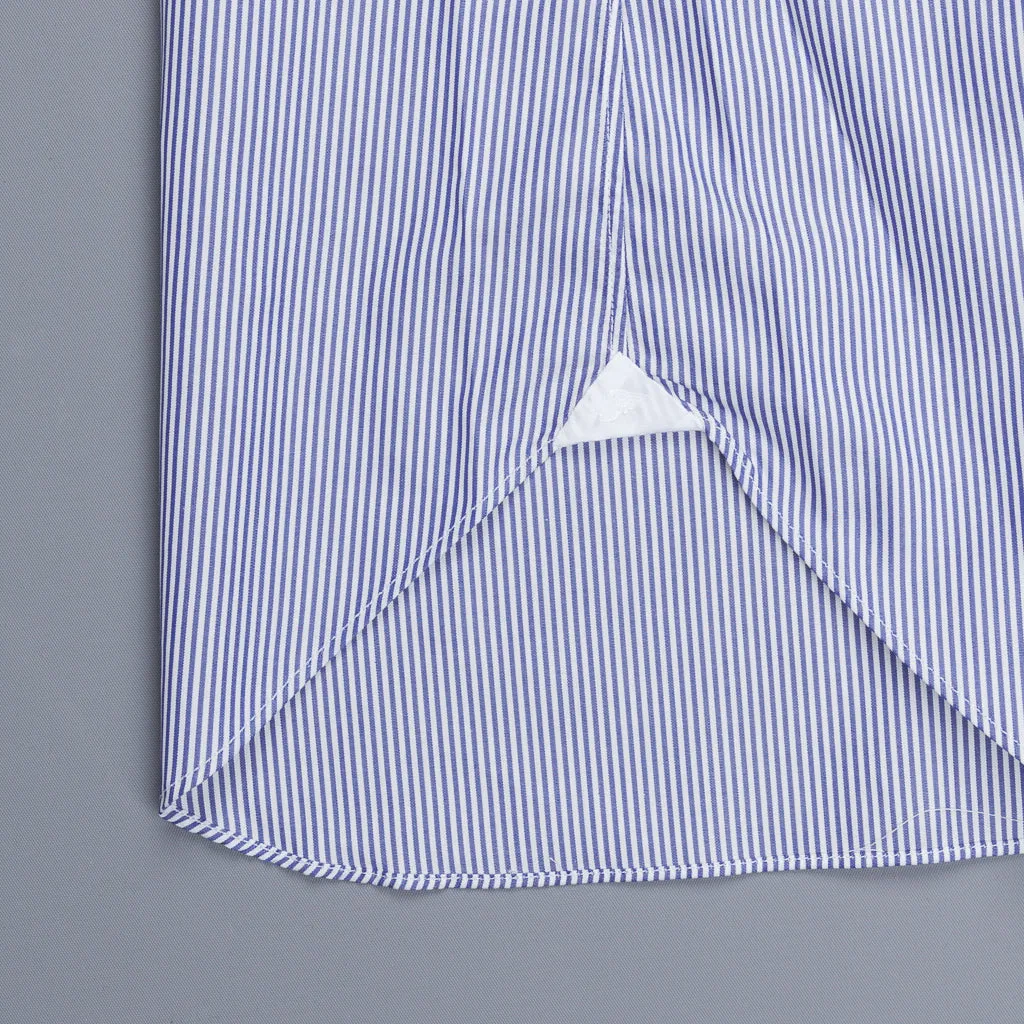 Finamore 'Traveller' Shirt Napoli Fit Collar Eduardo Navy Stripe Alumo poplin
