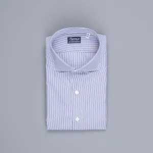 Finamore 'Traveller' Shirt Napoli Fit Collar Eduardo Navy Stripe Alumo poplin