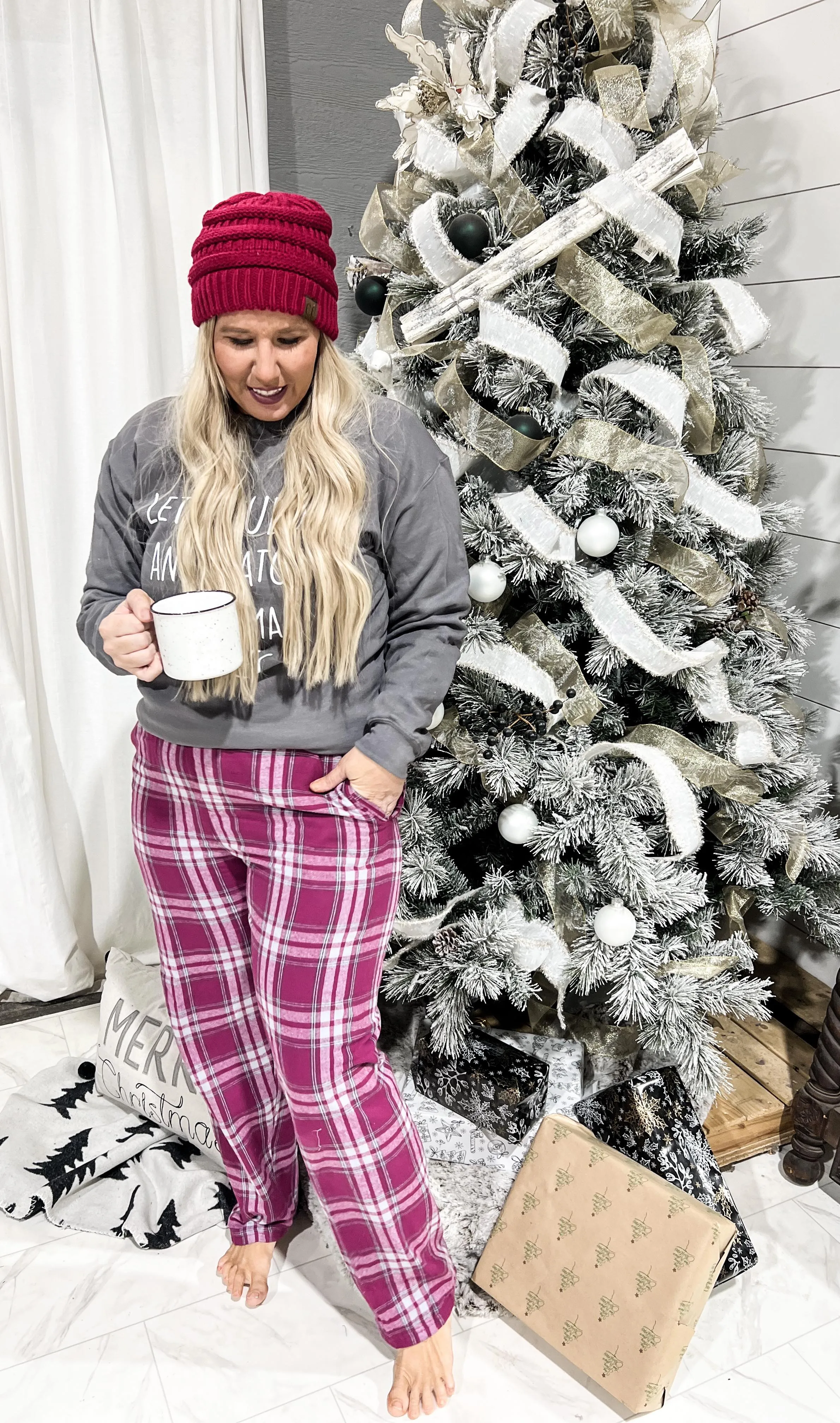 Flannel Pajama Bottoms PINK**