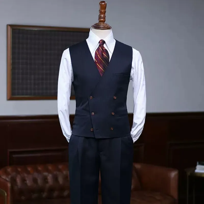 Formal Black Peaked Lapel 3 Piece Business Suit