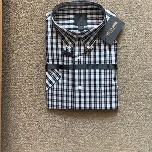 FX Fusion Black/Grey Plaid Shirt Sleeve Sport Shirt